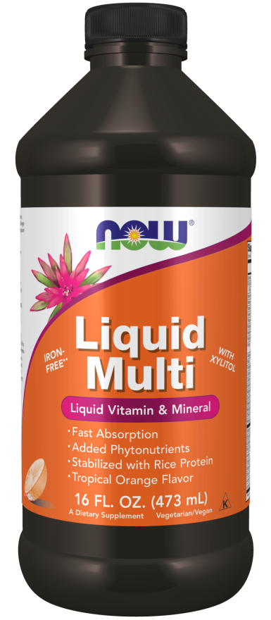 NOW Supplements, Liquid Multi, Tropical Orange Flavor, Fast Absorption, with Added Phytonutrients, 16-Ounce