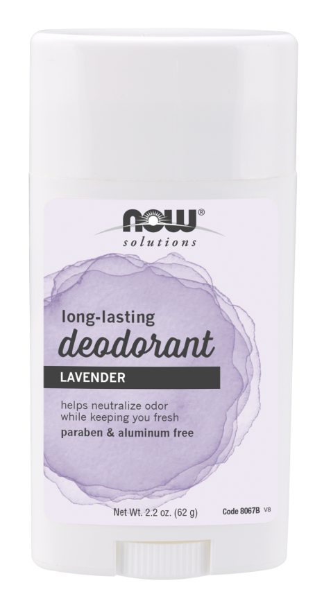 NOW Solutions Lavender Body Deodorant Stick, 2.2 Ounces, Paraben-Free, Long-Lasting Odor Eliminating Protection