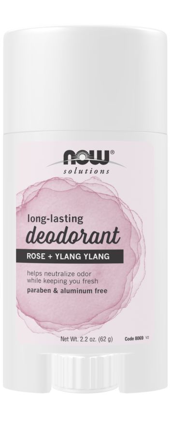 NOW Solutions, Long-Lasting Deodorant Stick, Rose and Ylang Ylang Scent, Odor Neutralizing and Keeps You Fresh, 2.2-Ounce