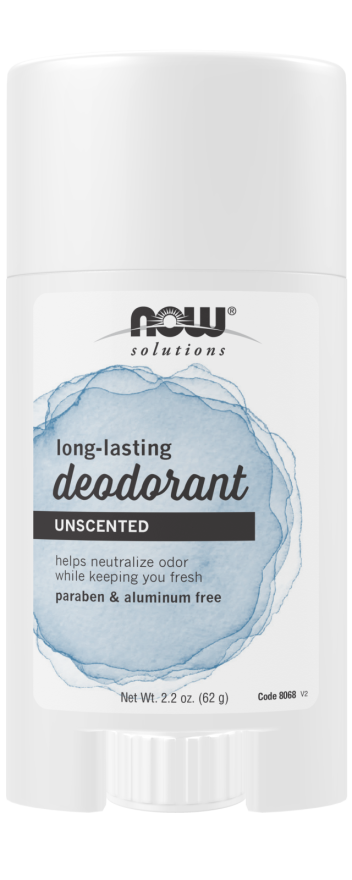 NOW Solutions, Long Lasting Deodorant, Unscented, Paraben & Aluminum Free, 2.2-Ounce