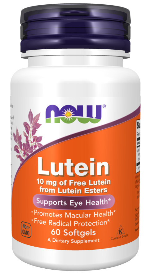 NOW Supplements, Lutein 10 mg with 10 mg of Free Lutein from Lutein Esters, 60 Softgels