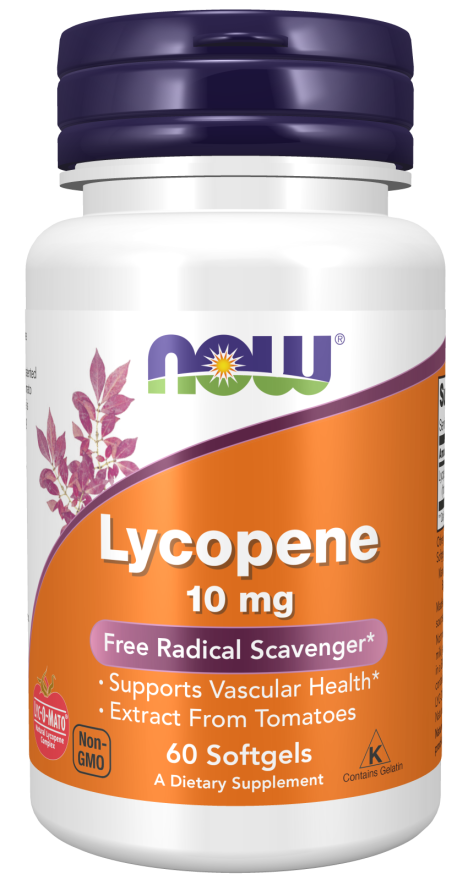 NOW Supplements, Lycopene 10 mg with Natural Extract from Tomatoes, Free Radical Scavenger*, 60 Softgels