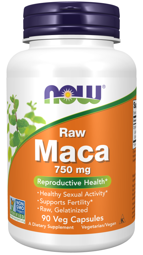 NOW Supplements, Maca (Lepidium meyenii) 750 mg Raw, Reproductive Health*, 90 Veg Capsules