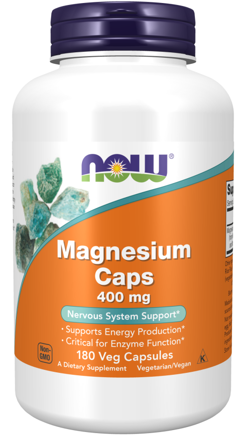 NOW Supplements, Magnesium 400 mg, Enzyme Function*, Nervous System Support*, 180 Veg Capsules