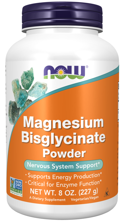 NOW Supplements, Magnesium Bisglycinate Powder, Enzyme Function*, Nervous System Support*, 8-Ounce