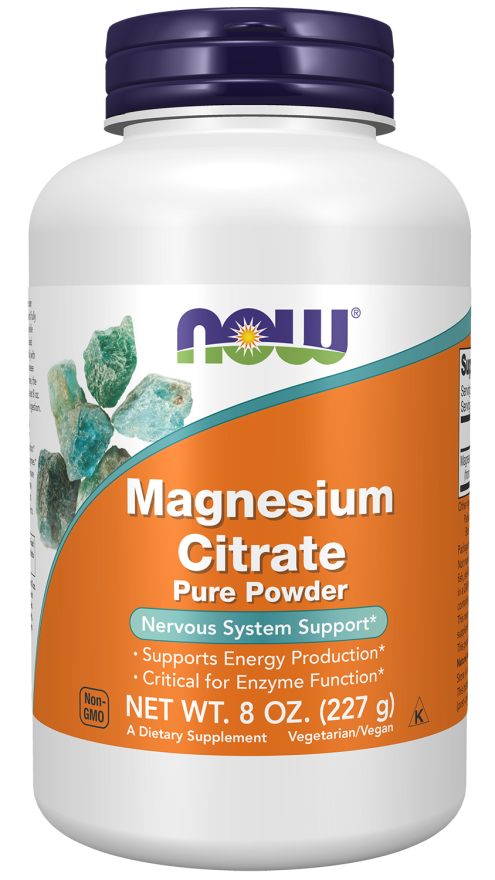 NOW Supplements, Magnesium Citrate Pure Powder, Enzyme Function*, Nervous System Support*, 8-Ounce