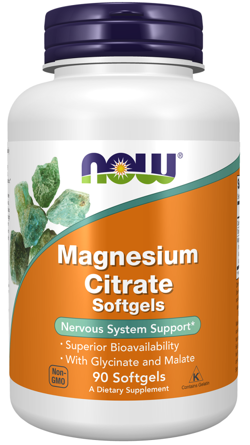 NOW Supplements, Magnesium Citrate, With Glycinate & Malate, Nervous System Support*, 90 Softgels