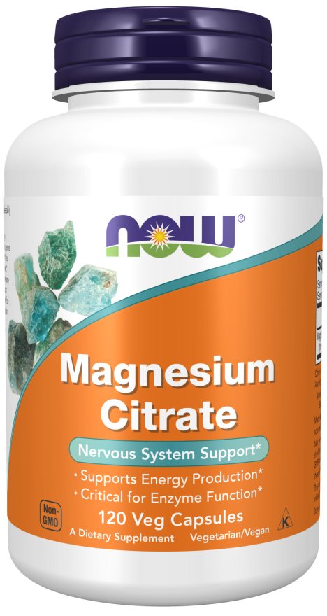 NOW Supplements, Magnesium Citrate, Enzyme Function*, Nervous System Support*, 120 Veg Capsules1