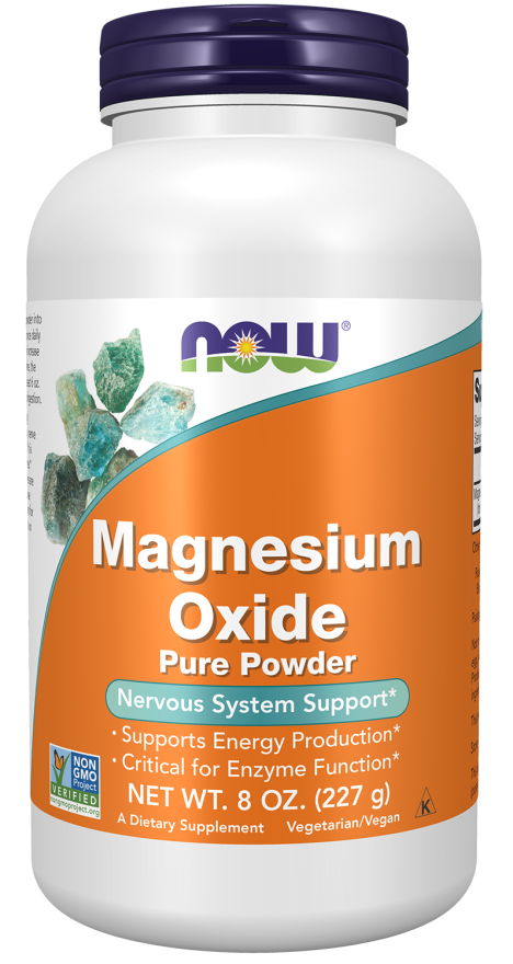 NOW Supplements, Magnesium Oxide, Enzyme Function*, Nervous System Support*, 8-Ounce