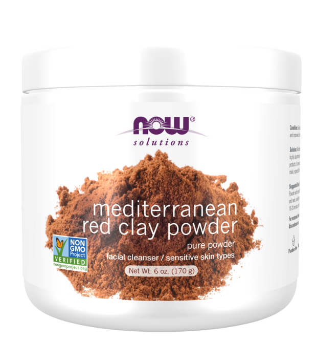 NOW Solutions, Mediterranean Red Clay Powder, Pure Powder for Sensitive Skin Facial Mask, 6-Ounce