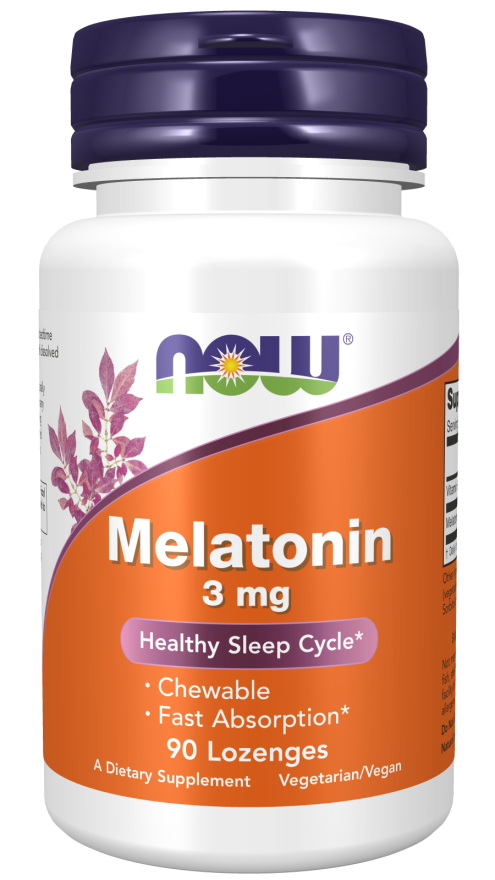 NOW Supplements, Melatonin 3 mg, Free Radical Scavenger*, Healthy Sleep Cycle*, 90 Chewable Lozenges