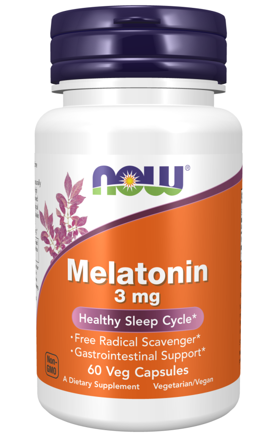 NOW Food Melatonin 3 mg, Health Sleep Cycle, 60 Capsules