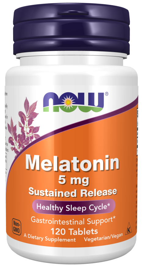 NOW Supplements, Melatonin 5 mg, Sustained Release, Formulated for a 4-Hour Release Period, 120 Tablets
