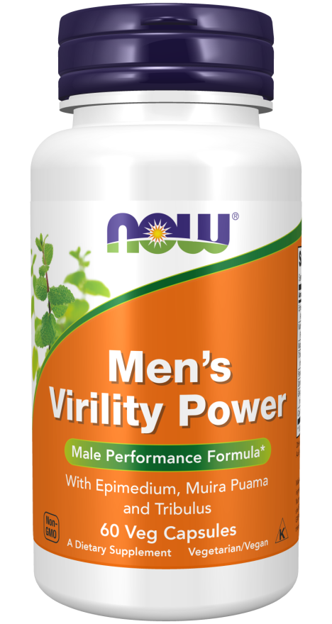 NOW Supplements, Men's Virility Power, Featuring Epimedium or "Horny Goat Weed", Muira Puama, Maca and Tribulus, 60 Veg Capsules