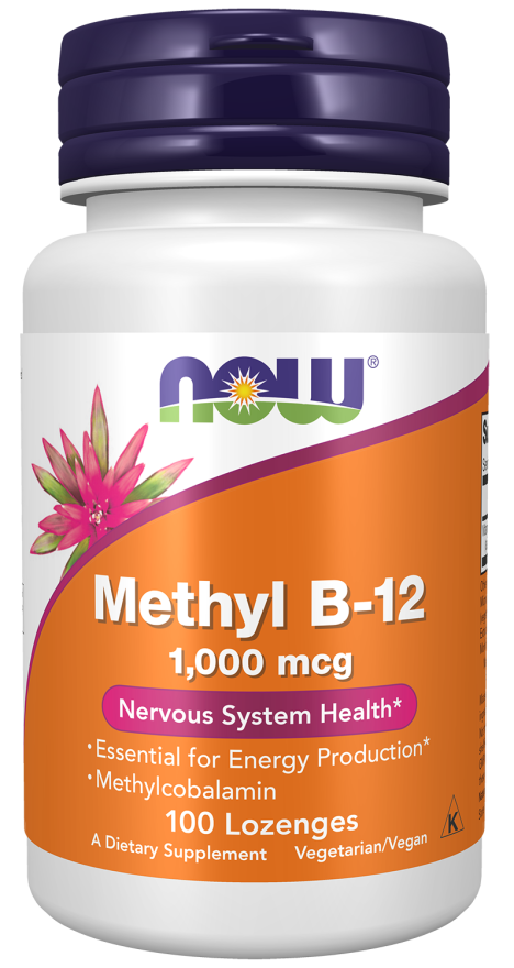 NOW Supplements, Methyl B-12 (Methylcobalamin) 1,000 mcg, Nervous System Health*, 100 Lozenges