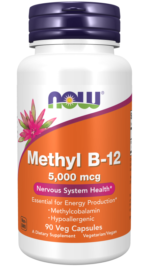 NOW Supplements, Methyl B-12 5000mcg,Methylcobalamin, Hypoallergenic, 90 Veg Capsules