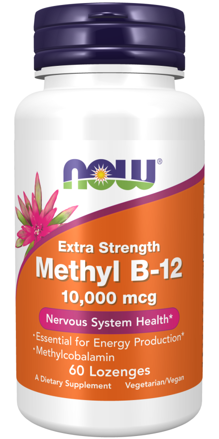 NOW Supplements, Methyl B-12 (Methylcobalamin) 10,000 mcg, Nervous System Health*, 60 Lozenges