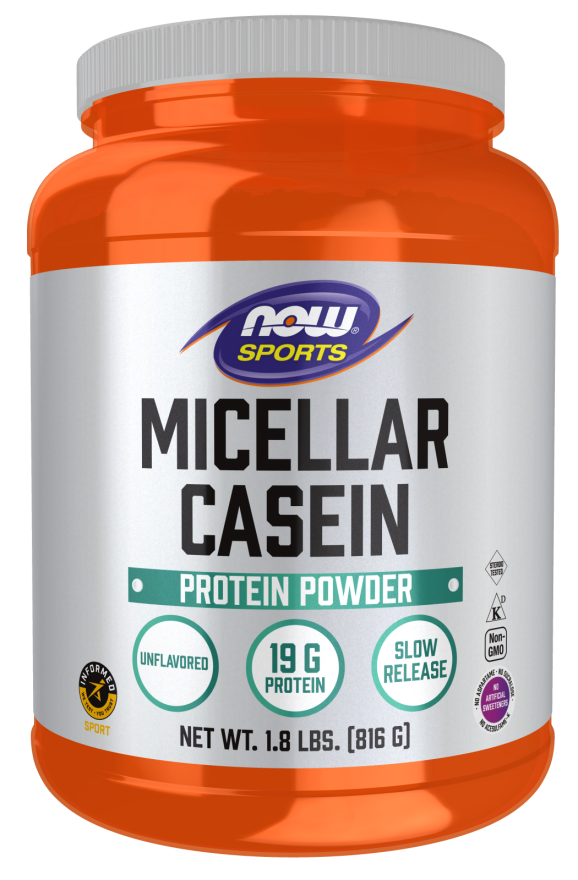 NOW Sports Nutrition, Micellar Casein 19 g, Slow Release, Unflavored Powder, 1.8-Pound