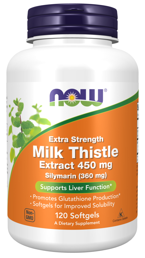 NOW Supplements, Silymarin Milk Thistle Extract, Extra Strength 450 mg, 120 Softgels