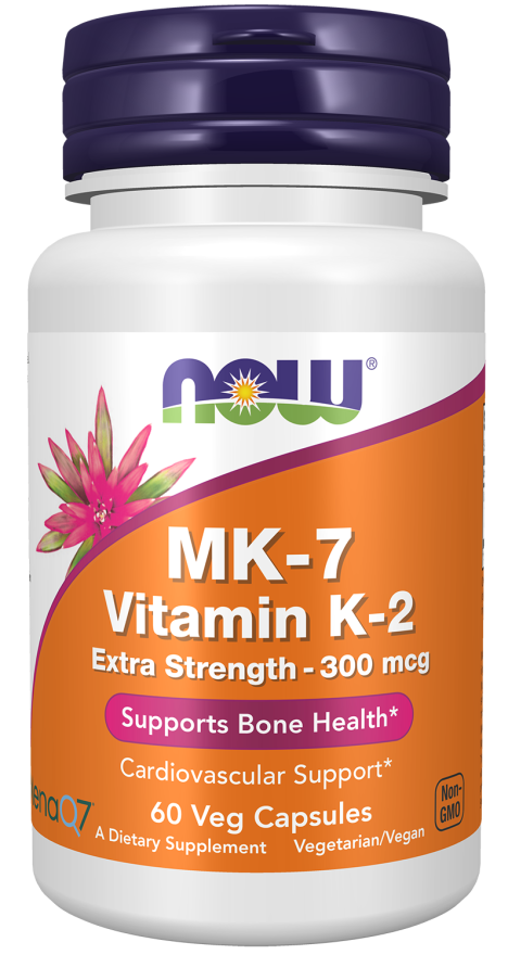 NOW Supplements, Vitamin K2 (MK-7) 300 mcg, Extra Strength, Supports Bone Health*, 60 Veg Capsules