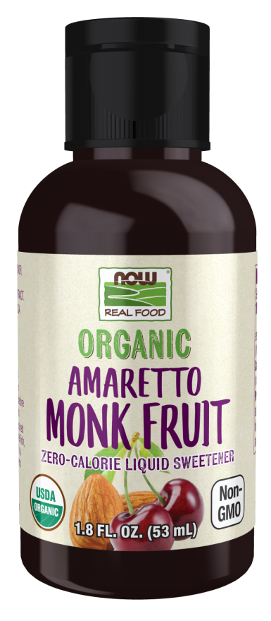 NOW Foods, Organic Liquid Monk Fruit, Amaretto, Zero-Calorie Sweetener, 1.8-Ounce