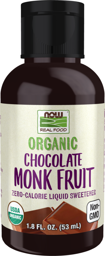 NOW Foods, Organic Liquid Monk Fruit, Chocolate, Zero-Calorie Sweetener, 1.8-Ounce