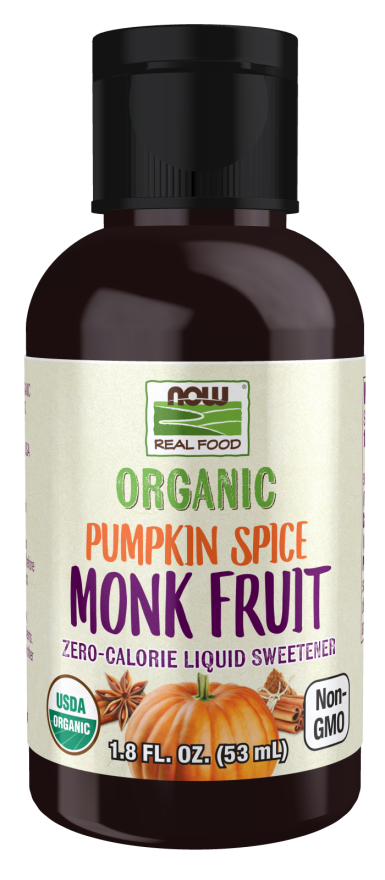 NOW Foods, Organic Liquid Monk Fruit, Pumpkin Spice, Zero-Calorie Sweetener, 1.8-Ounce