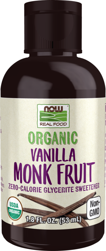 NOW Foods, Organic Liquid Monk Fruit, Vanilla, Zero-Calorie Sweetener, 1.8-Ounce