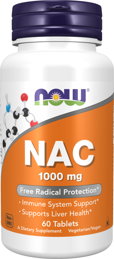 NOW Supplements, NAC (N-Acetyl-Cysteine) 1,000 mg, Free Radical Protection*, 60 Tablets