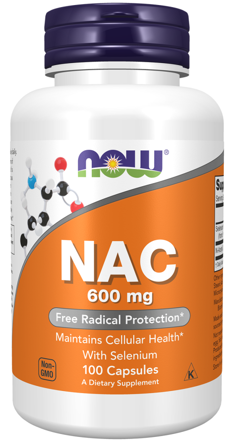 NOW Supplements, NAC (N-Acetyl-Cysteine) 600 mg with Selenium, 100 Veg Capsules