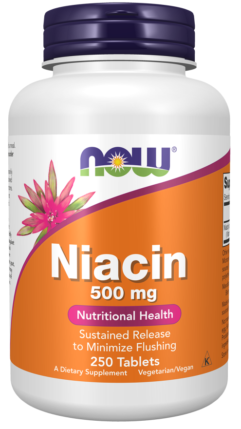 NOW Supplements, Niacin (Vitamin B-3) 500 mg, Sustained Release, Nutritional Health, 250 Tablets