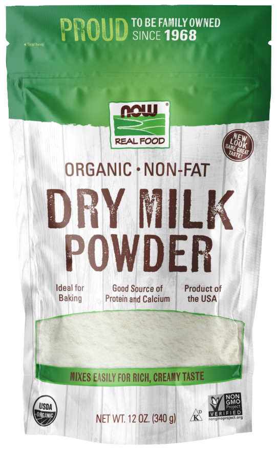 NOW Foods, Organic Non-Fat Dry Milk Powder with Protein and Calcium, Product of the USA, 12-Ounce (Packaging May Vary)