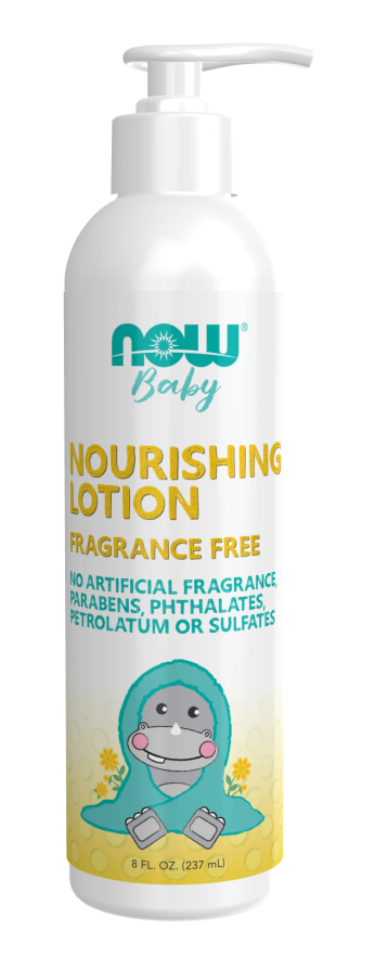 NOW Baby, Nourishing Baby Lotion, Fragrance Free, Paraben Free, 8 Fluid Ounces