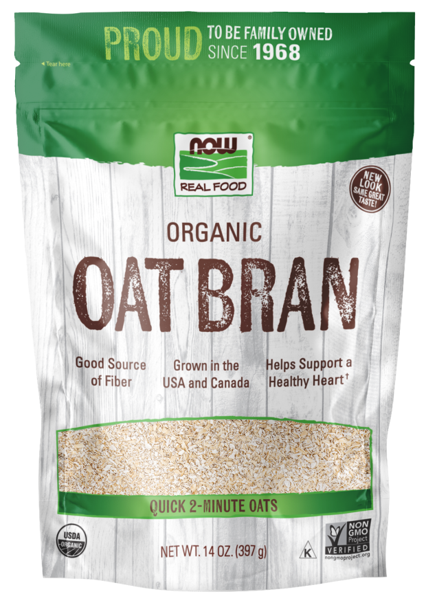 NOW Foods, Organic Oat Bran, Source of Fiber and Protein, USA Grown, Non-GMO Project Verified, 14-Ounce (Packaging May Vary)