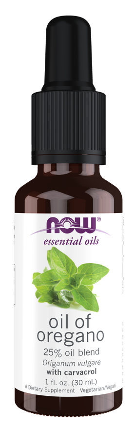 NOW Essential Oils, Oil of Oregano, 25% Blend of Pure Oregano Oil in Pure Olive Oil, Comforting Aromatherapy Scent, Steam Distilled, Vegan, Child Resistant Cap, 1-Ounce