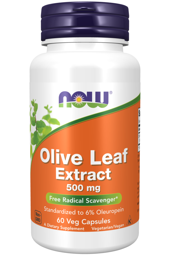 NOW Supplements, Olive Leaf Extract 500 mg, Free Radical Scavenger*, 60 Veg Capsules