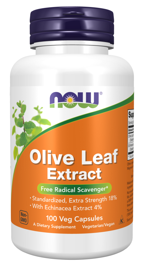 NOW Supplements, Olive Leaf Extract with Echinacea Extract 4%, Extra Strength, Free Radical Scavenger*, 100 Veg Capsules