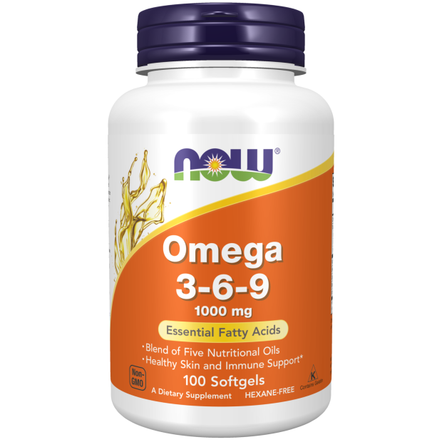 NOW Supplements, Omega 3-6-9 1000 mg with a blend of Flax Seed, Evening Primrose, Canola, Black Currant and Pumpkin Seed Oils, 100 Softgels