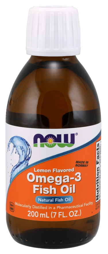 NOW Supplements, Omega-3 Fish Oil Liquid, Molecularly Distilled, Lemon Flavored, 7-Ounce