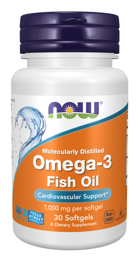 NOW Supplements, Omega-3 180 EPA / 120 DHA, Molecularly Distilled, Cardiovascular Support*, 30 Softgels