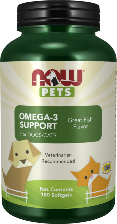 NOW Pet Health, Omega 3 Supplement, Formulated for Cats & Dogs, NASC Certified, 180 Softgels