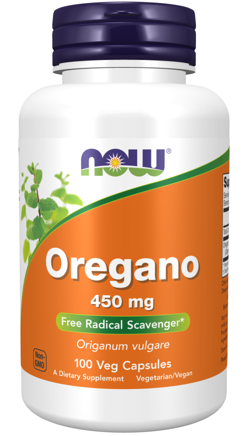 NOW Supplements, Oregano (Origanum vulgare) 450 mg, Free Radical Scavenger*, 100 Veg Capsules