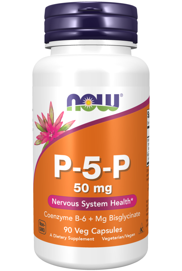 NOW Supplements, P-5-P 50 mg with Coenzyme B-6 + Mg Bisglycinate, 90 Veg Capsules