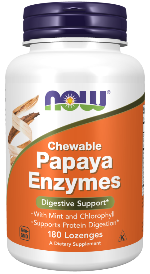 NOW Foods - Chewable Papaya Enzymes, Digestive Support, 180 Lozenges