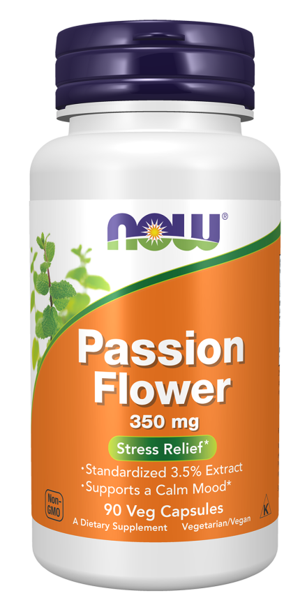 NOW Supplements, Passion Flower (Passiflora incarnata) 350 mg, Natural Stress Relief*, 90 Veg Capsules