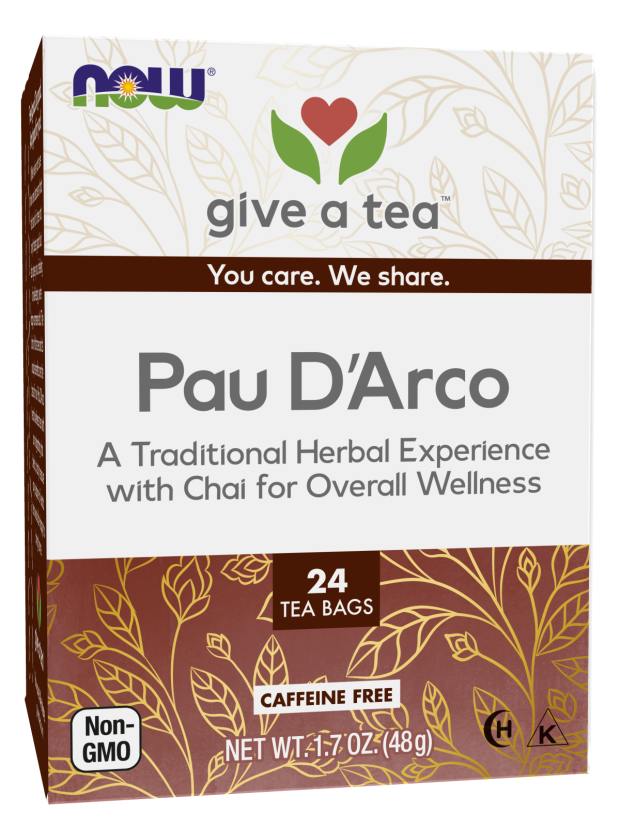 NOW Foods, Pau D'Arco Tea, A Traditional Herbal Experience, Overall Wellness, Premium Unbleached Tea Bags with No-Staples Design, 24-Count