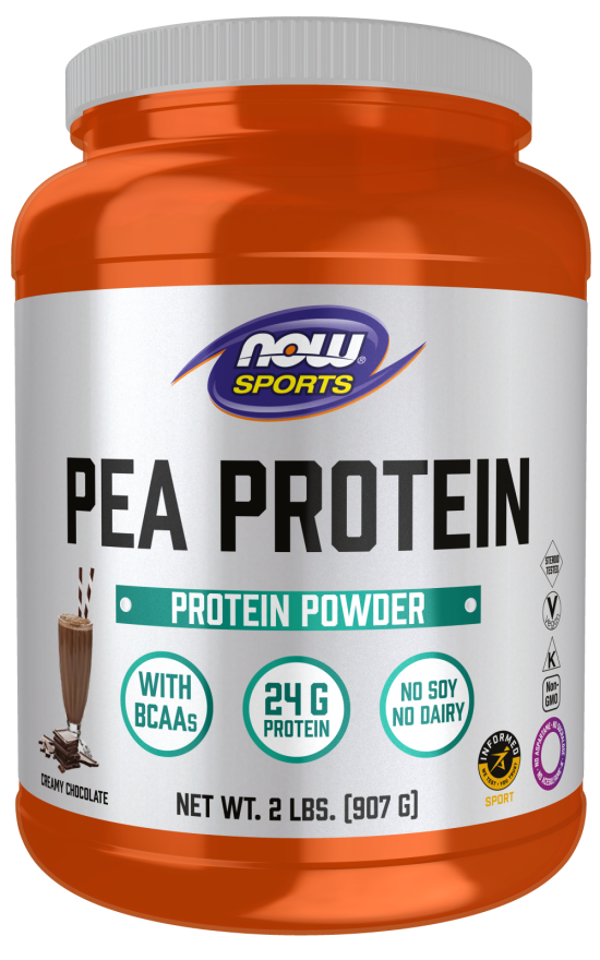 NOW Sports Nutrition, Pea Protein 24 g, Easily Digested, Creamy Chocolate Powder, 2-Pound