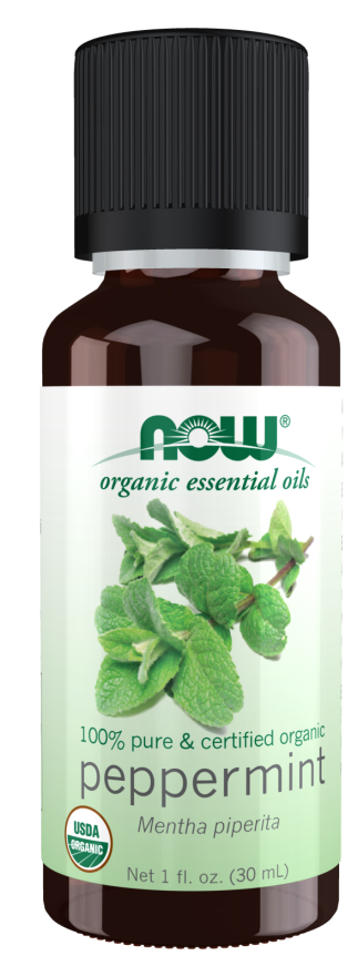 NOW Essential Oils, Organic Peppermint Oil, Invigorating Aromatherapy Scent, Steam Distilled, 100% Pure, Vegan, Child Resistant Cap, 1-Ounce