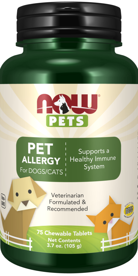 NOW Pet Health, Pet Allergy Supplement, Formulated for Cats & Dogs, NASC Certified, 75 Chewable Tablets