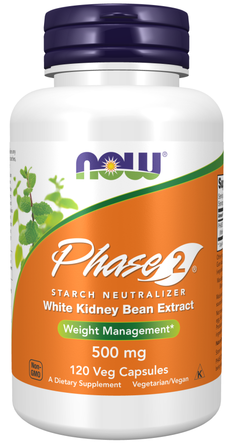 NOW Supplements, Phase 2® (White Kidney Bean Extract) 500 mg, Weight Management*, 120 Veg Capsules